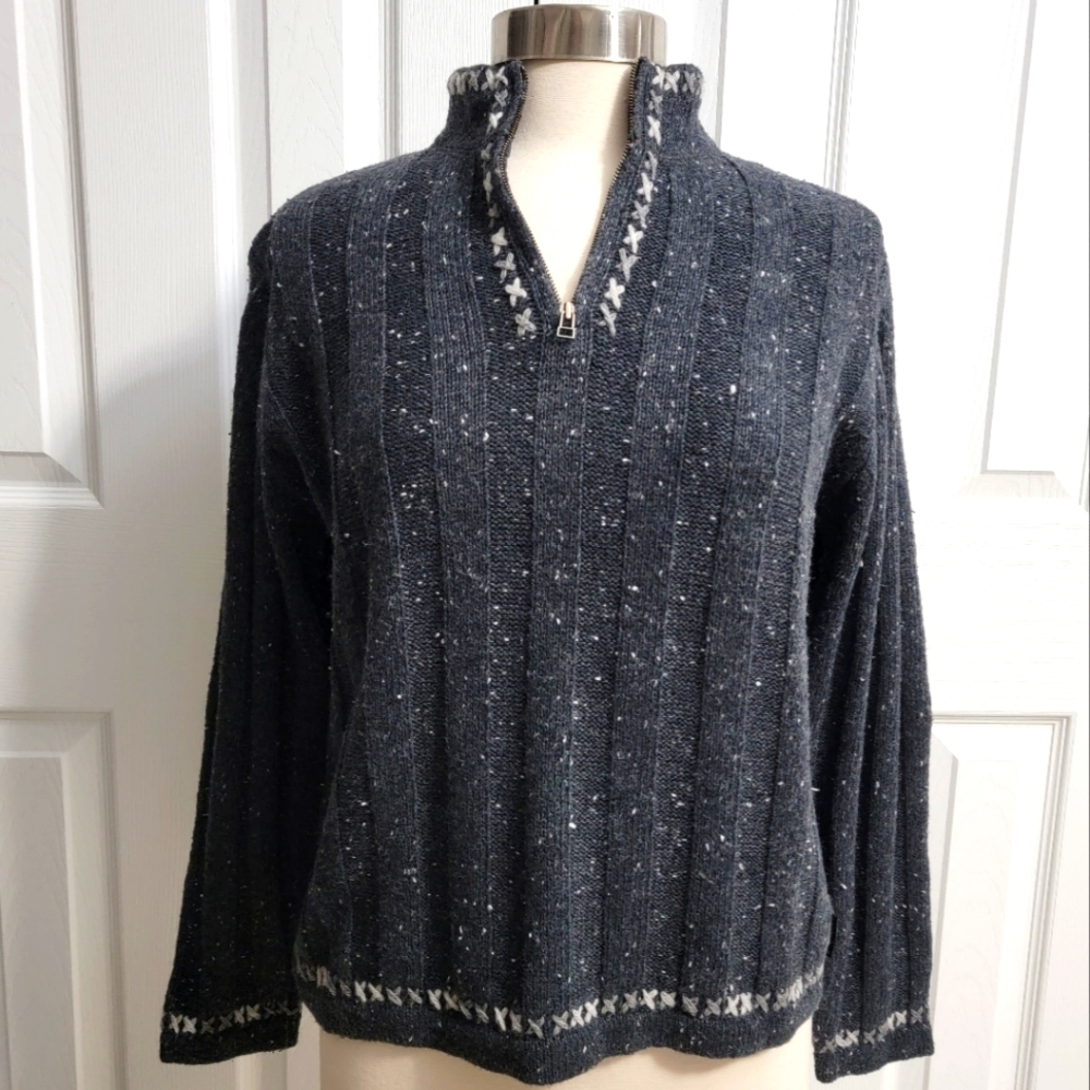 Woolrich Onyx Heather Wool Blend 1/4 Zip Pullover Sweater, Women's Medium